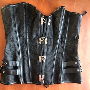 !!SOLD!! GOTH BROCADE OVERBUST CORSET 2XL